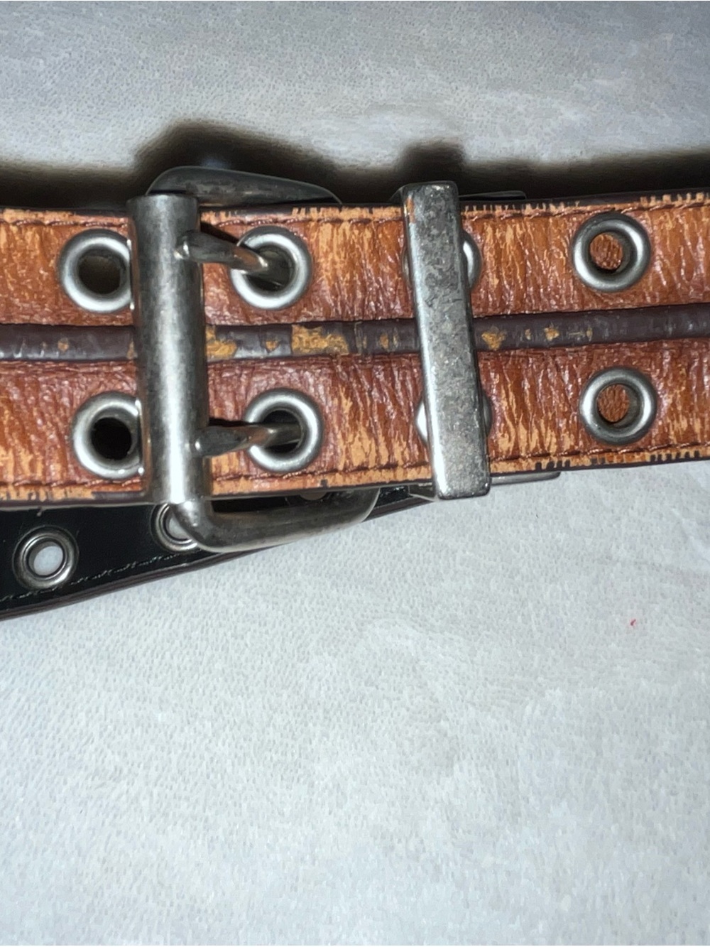 Double Grommet Genuine Leather handmade Belt in Black and Brown - Picture 3 of 4